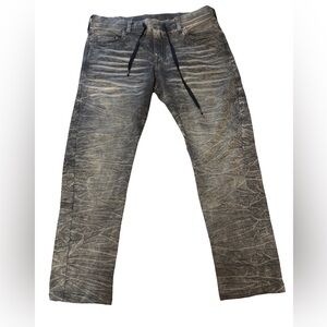 True Religion Gray Twisted Dean Drawstring Pull On Jeans Straight Leg